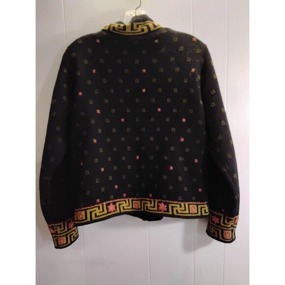 Icelandic Design Wool Sweater Jacket  Full Zip  Boho Cottagecrore  Embroidered - Picture 3 of 4